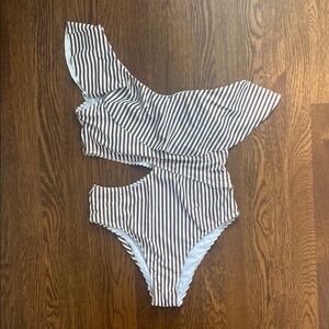 Striped One-Shoulder Swimsuit